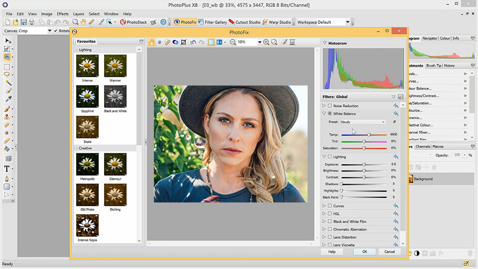 serif photoplus x8 foto editor interfaccia